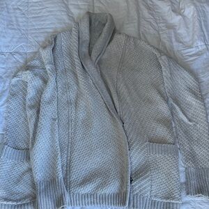Athleta Light Gray Textured Cardigan